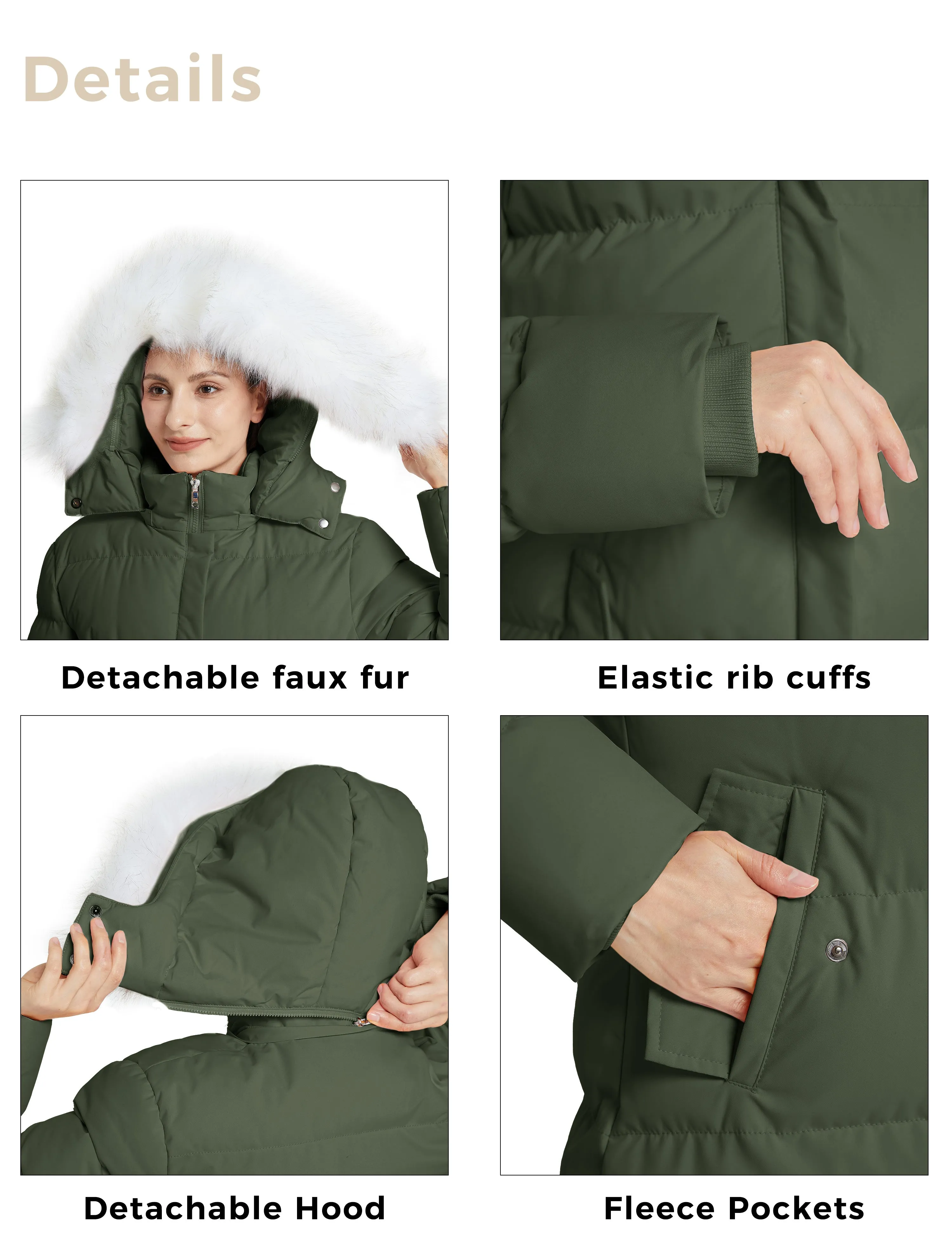 Women's Winter Thicken Puffer Coat Warm Jacket with Faux Fur Hood