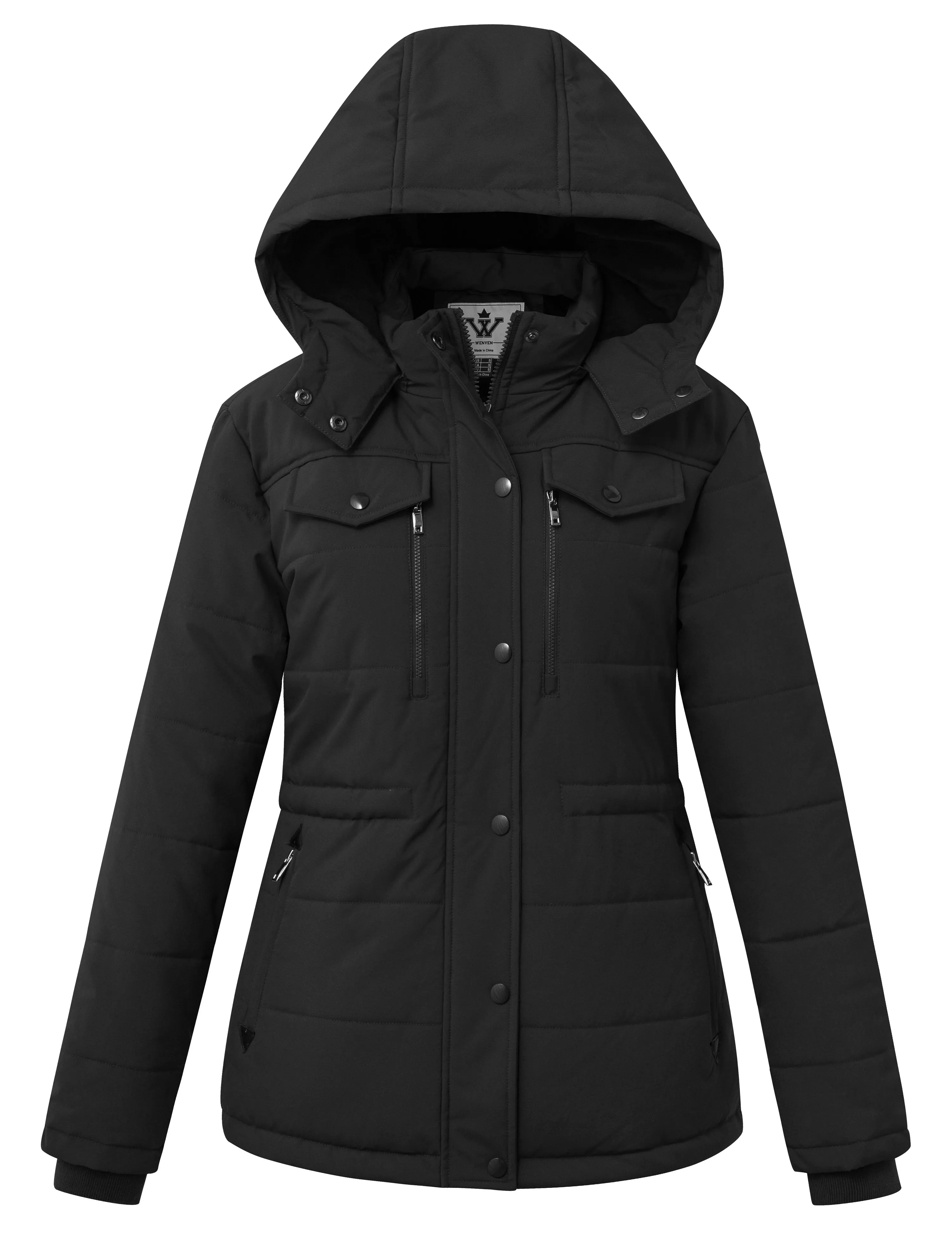 Women's Winter Water Resistant Warm Puffer Coat with Detachable Hood