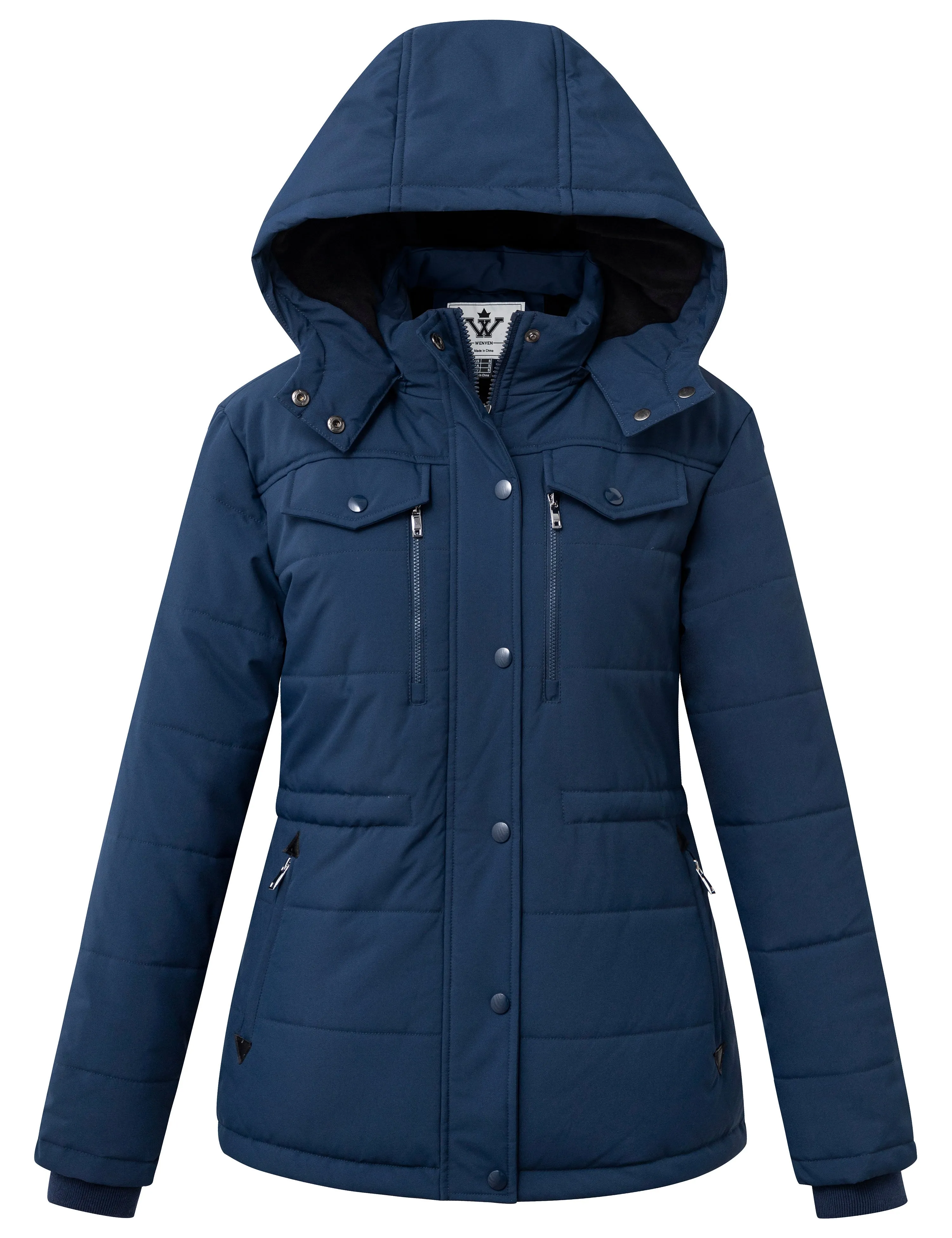 Women's Winter Water Resistant Warm Puffer Coat with Detachable Hood