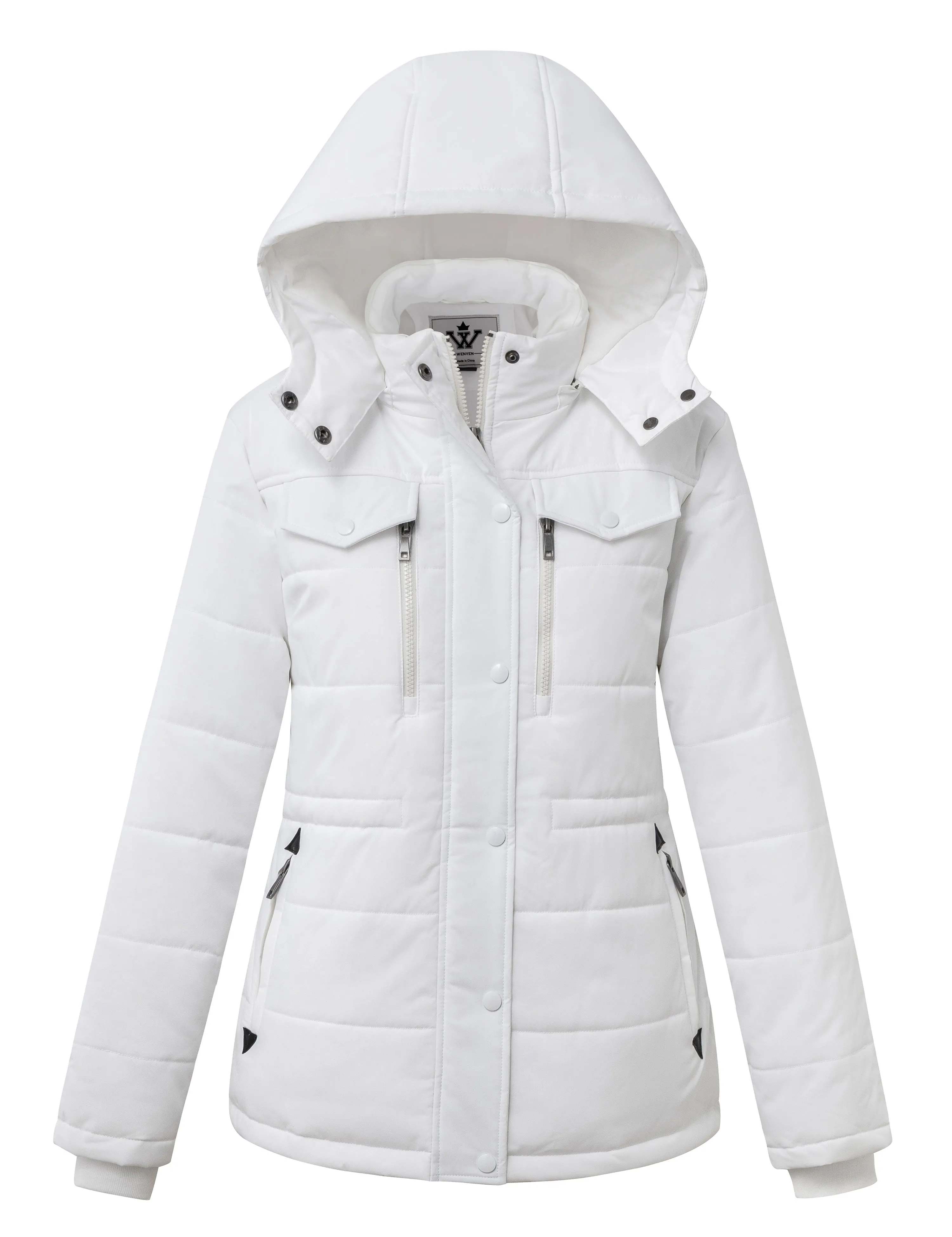 Women's Winter Water Resistant Warm Puffer Coat with Detachable Hood