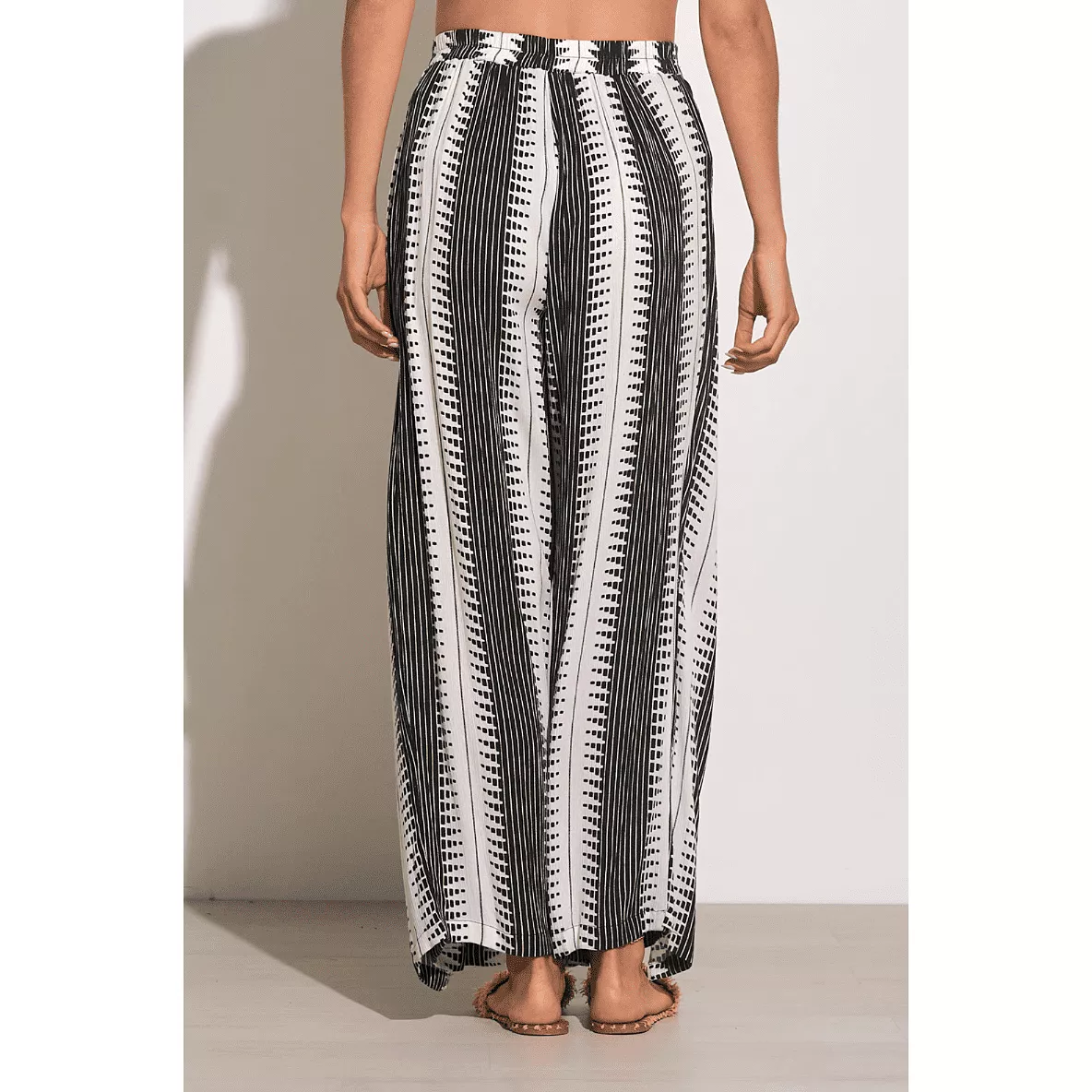 Wrap Front Pants in Black/White Kenya