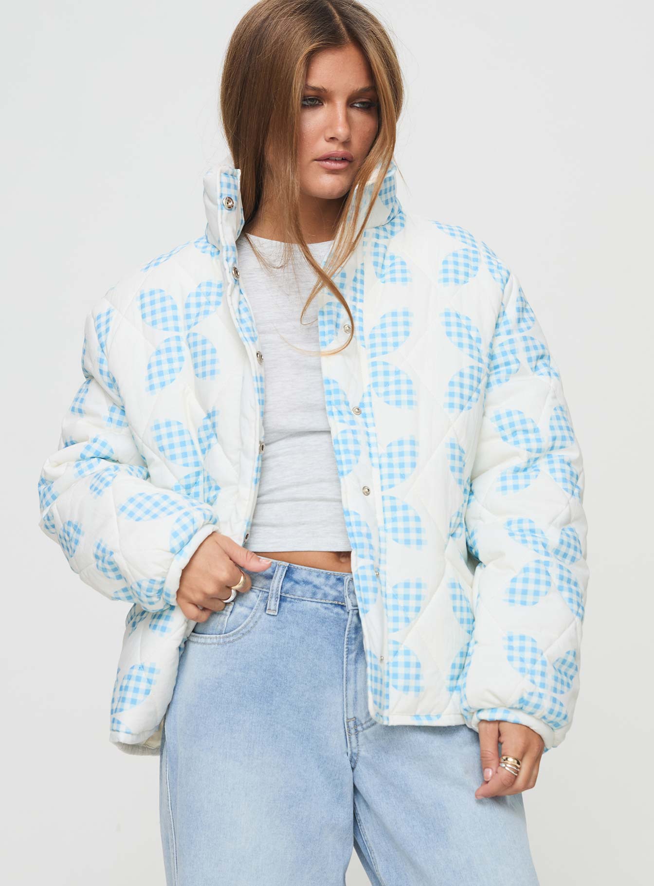 Zamir Quilted Jacket Cream / Blue